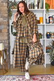 Nora Brushed Cotton Gingham Trapeze Waistcoat Deep Olive
